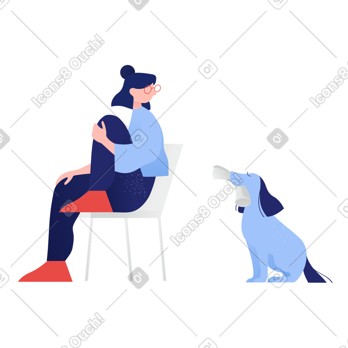 Cane che porta un giornale al proprietario illustrazione in stile Clip scarica in PNG, SVG