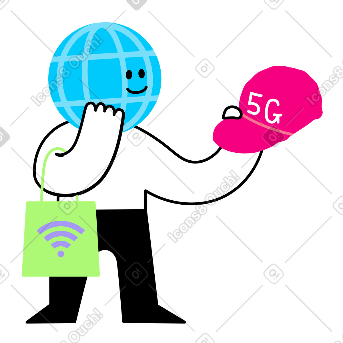 Giggle スタイルの 5gを選ぶインターネットキャラクター のイラストをPNG、SVG形式でダウンロード