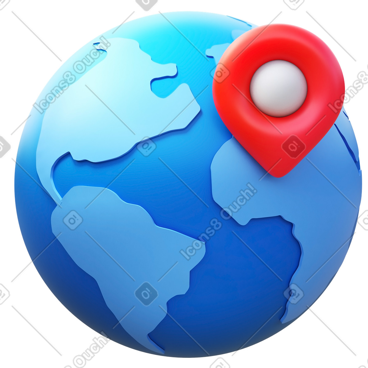 Illustration Globe location dans le style 3D Fluency à télécharger aux formats PNG, SVG