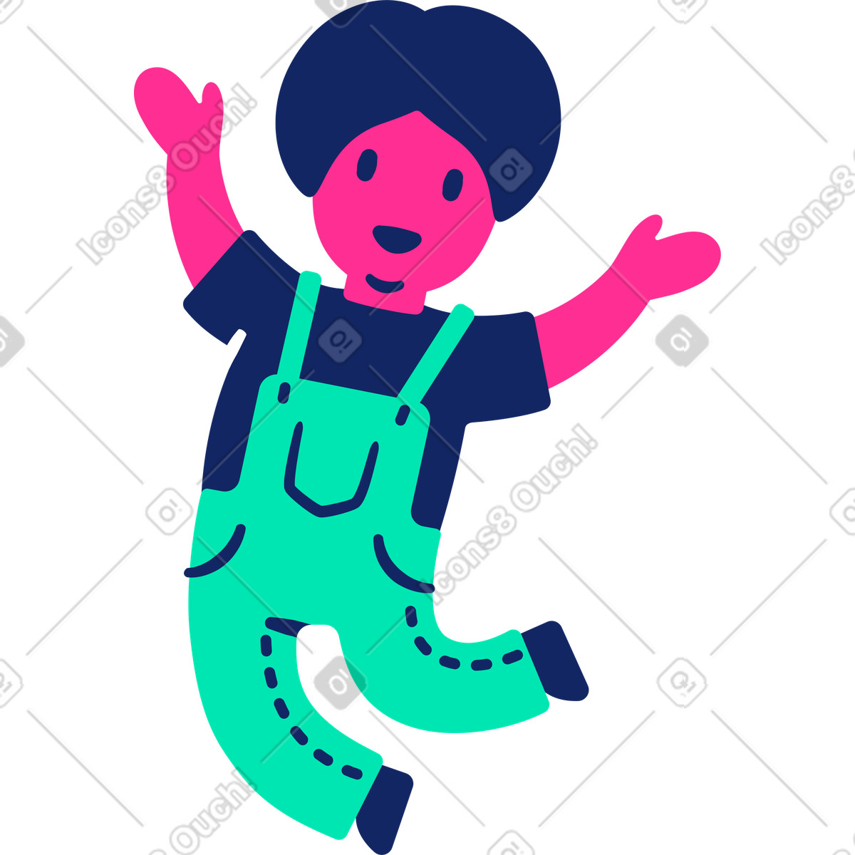 Ilustración Niño saltando en estilo Cyborg a descargar en PNG y SVG