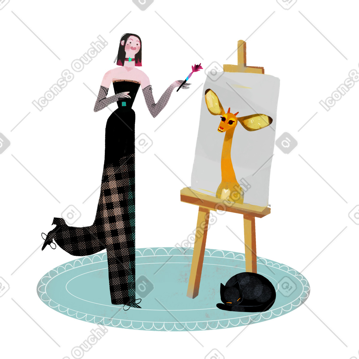 Ilustración Artista pintando un animal en estilo Fabulous a descargar en PNG y SVG