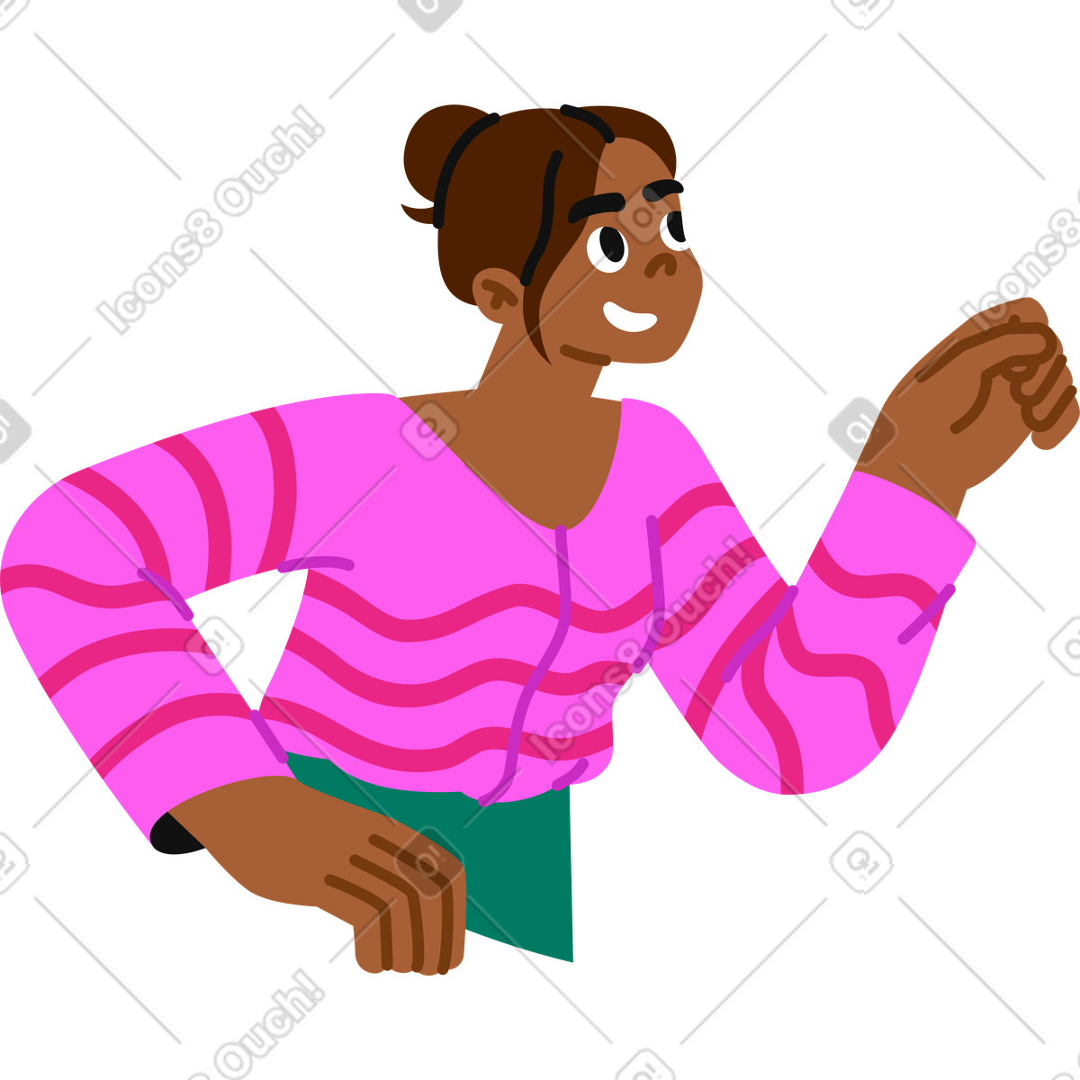 Ilustração de Mulher vestindo uma blusa listrada em no estilo Active para baixar em PNG, SVG