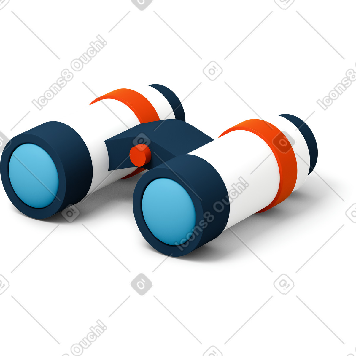 Orange und weißes fernglas-Illustration im 3D Flame-Stil als Download in PNG, SVG