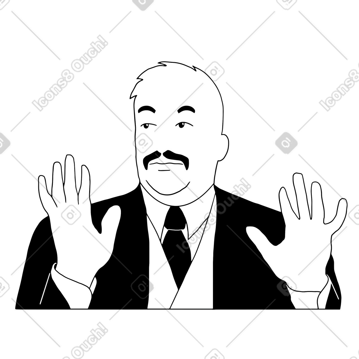 Doodle character putting hands up illustration in Dudes style download in PNG, SVG