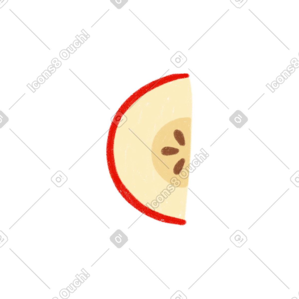 Illustration Apple slice dans le style Cozy à télécharger aux formats PNG, SVG