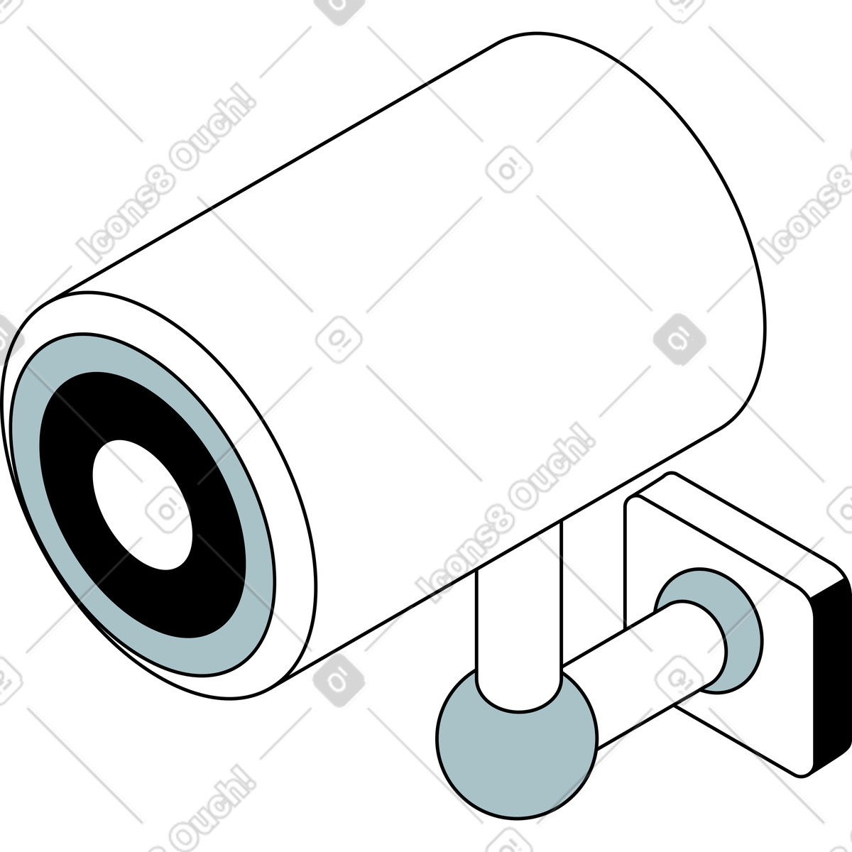 Videocamera di sorveglianza illustrazione in stile Isometric scarica in PNG, SVG