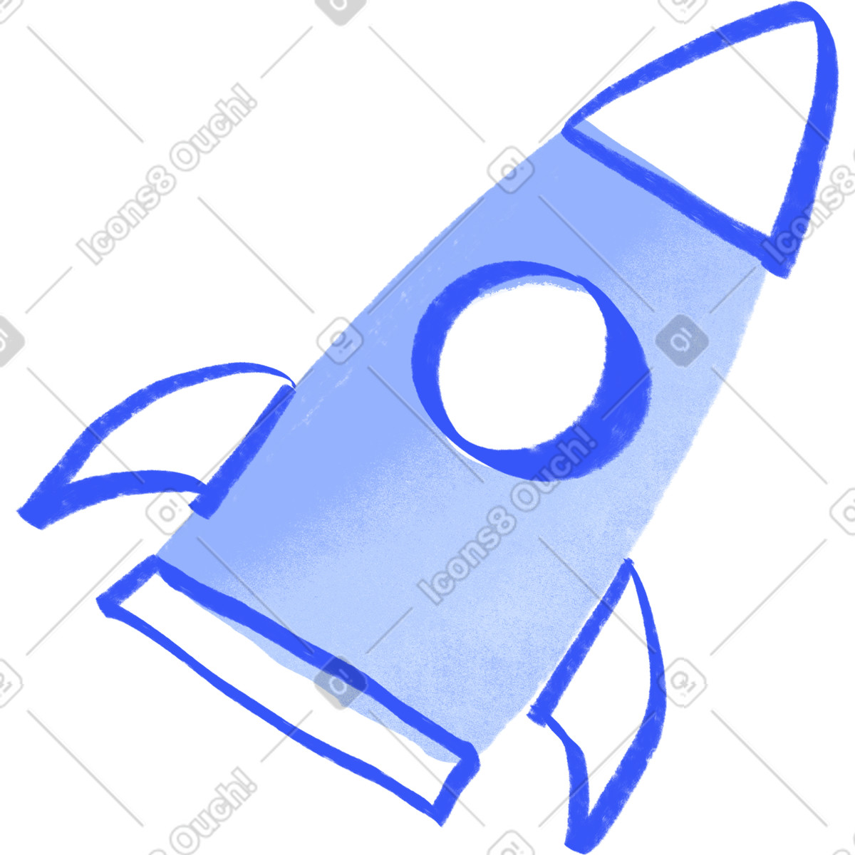 下载 Quirky 风格的 Blue rocket 插画，支持 PNG、SVG 格式