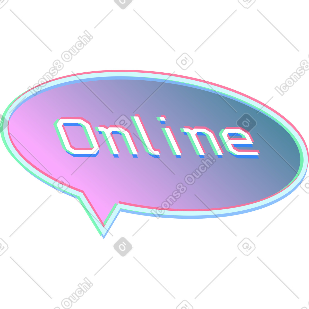 Blase online-Illustration im Neon-Stil als Download in PNG, SVG