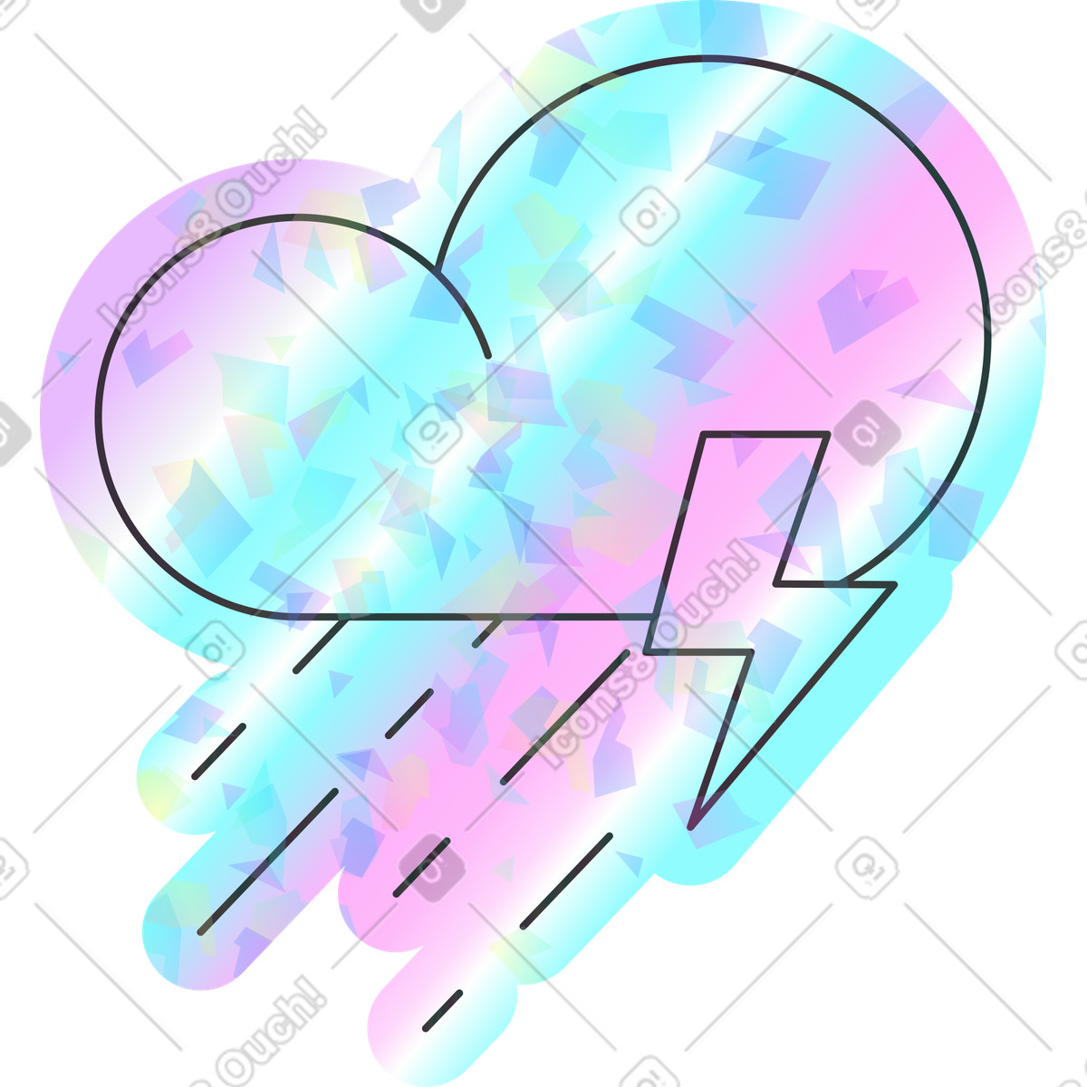 Holostickers 스타일의 폭풍우 같은 일러스트레이션 PNG, SVG 다운로드
