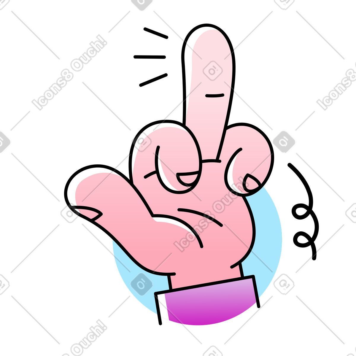 Illustration Main montrant un majeur grossier dans le style Pocus à télécharger aux formats PNG, SVG