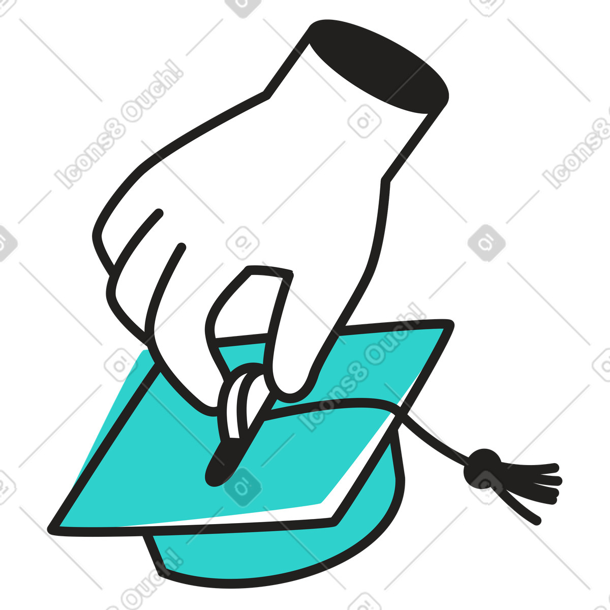 Hand inserting coin into a graduation cap money box illustration college clipart vector image