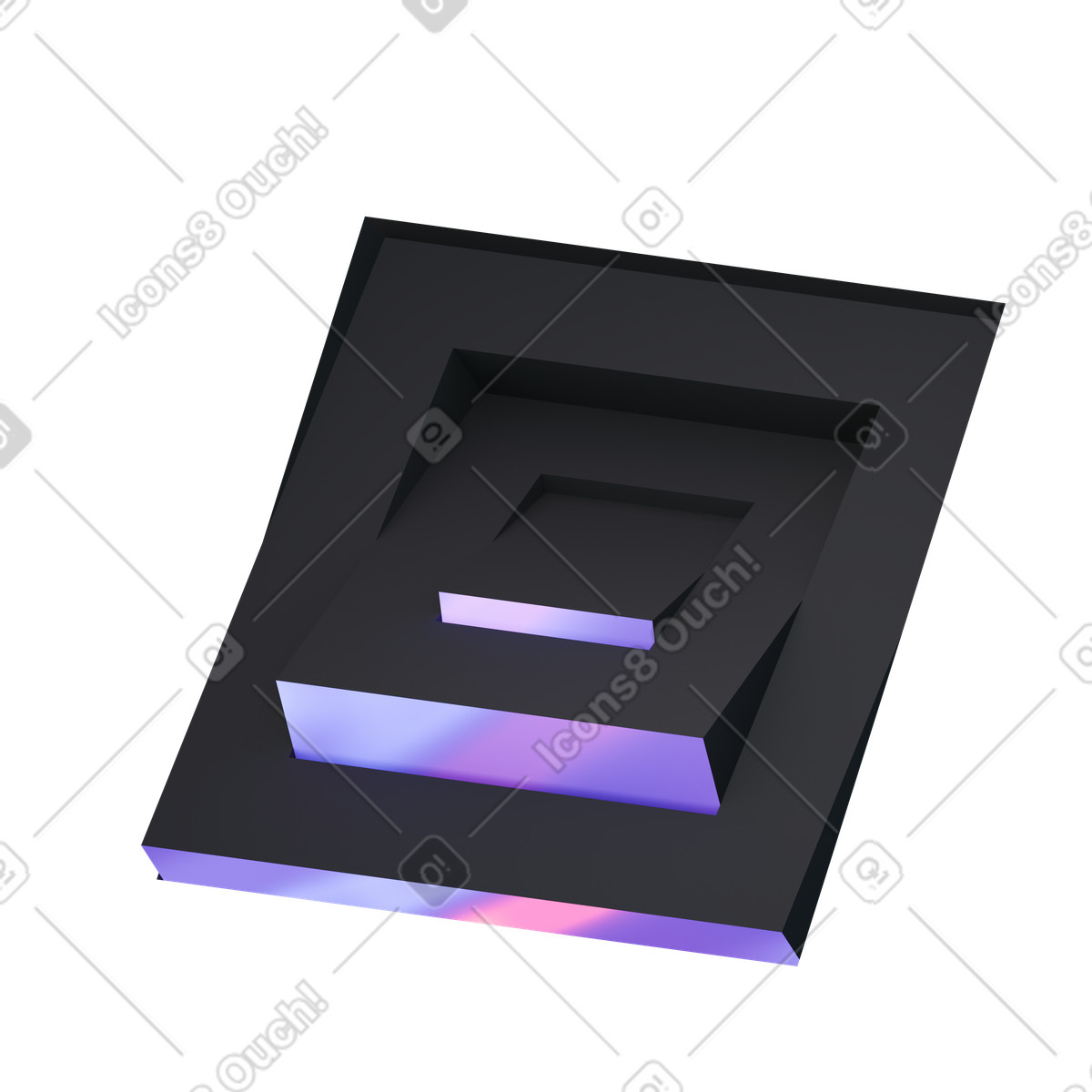 Futuristic concentric square blocks, abstract visual art animated illustration in 3D Illusion style download in GIF, Lottie (JSON), AE