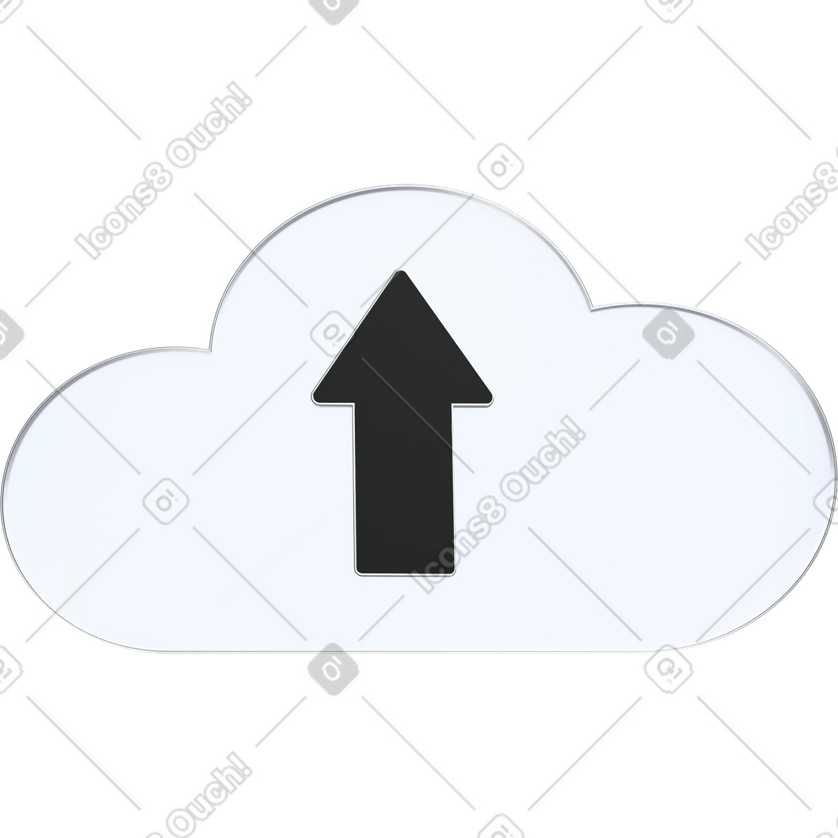 Icona di caricamento cloud, servizio backup dati, trasferimento file online illustrazione in stile 3D Pro scarica in PNG, SVG