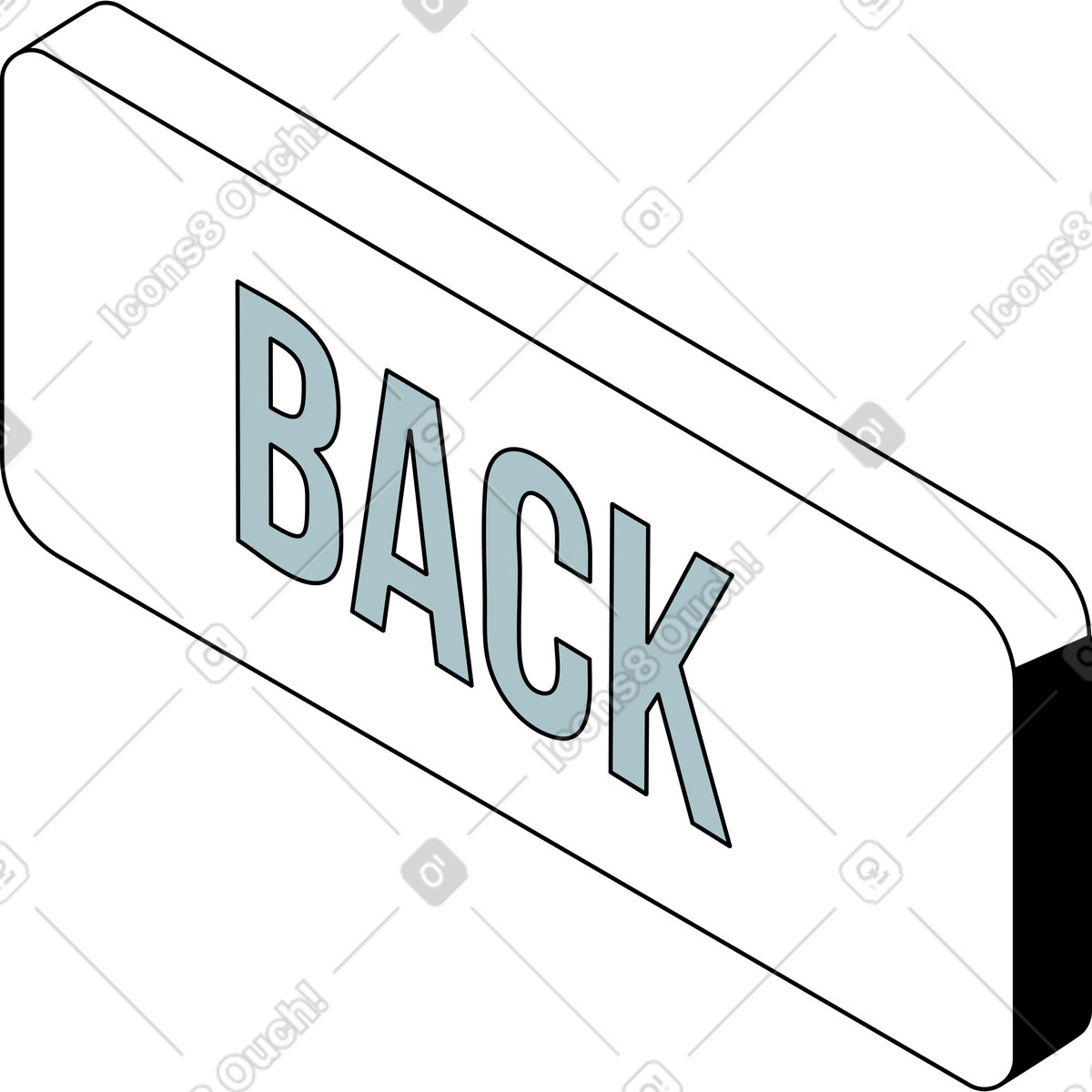 Zurück-button-Illustration im Isometric-Stil als Download in PNG, SVG