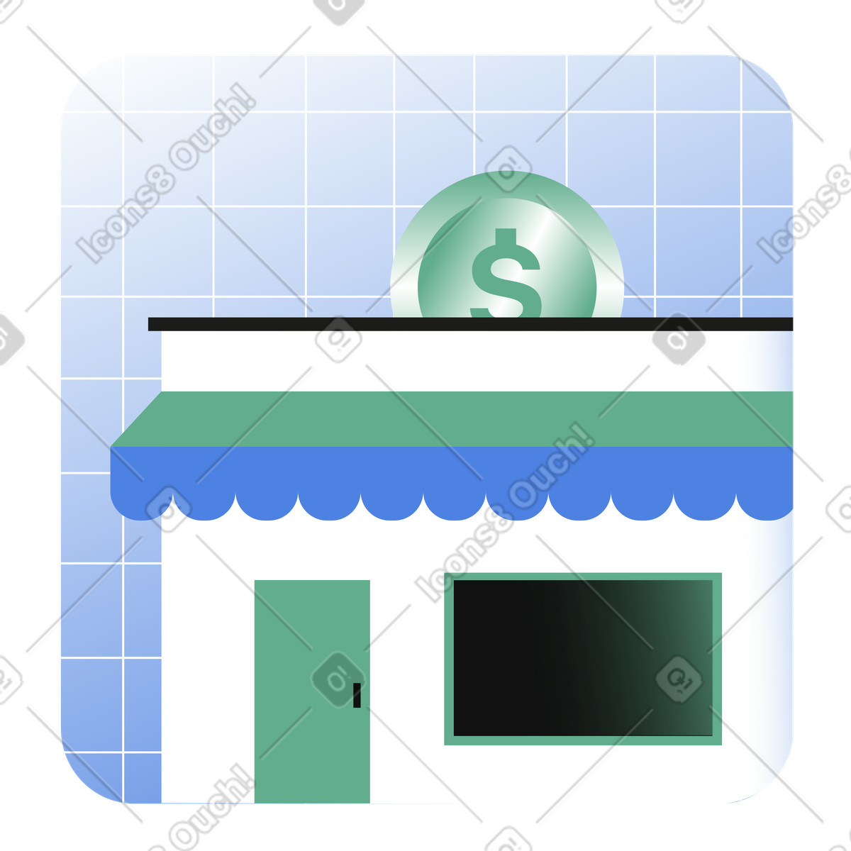 Illustration Icône de gestion des finances petites entreprises dans le style Network à télécharger aux formats PNG, SVG