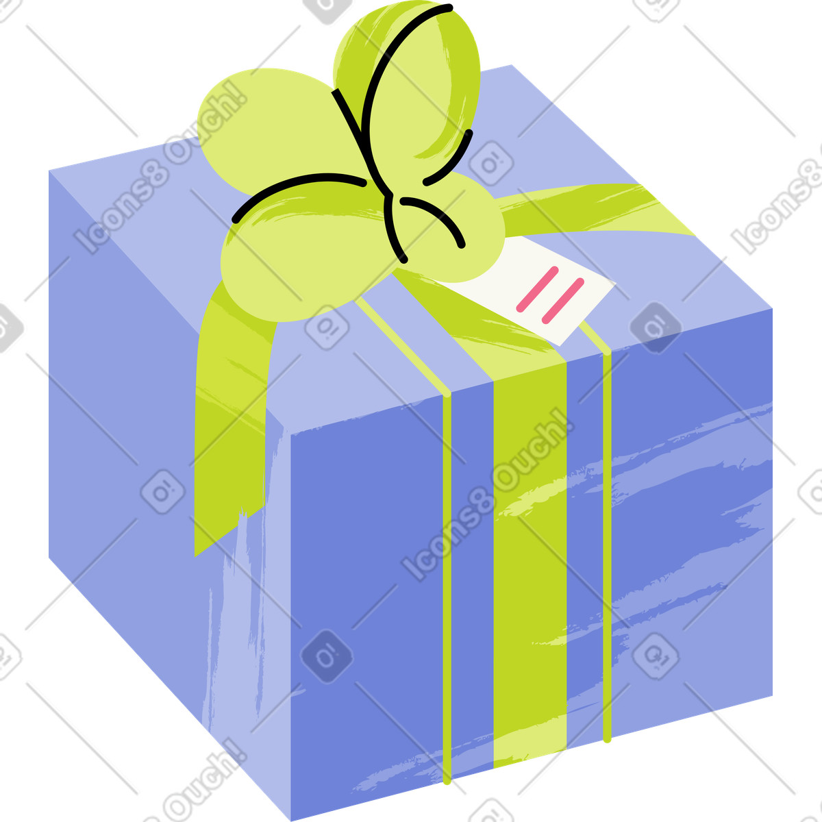 Geschenkbox mit einer notiz-Illustration im Juicy-Stil als Download in PNG, SVG