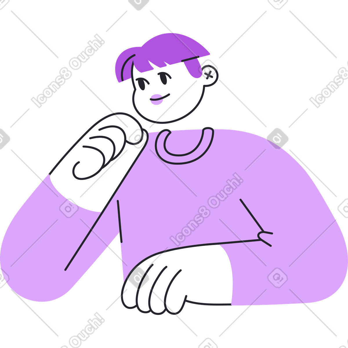 Thinking man torso illustration in Grapy style download in PNG, SVG
