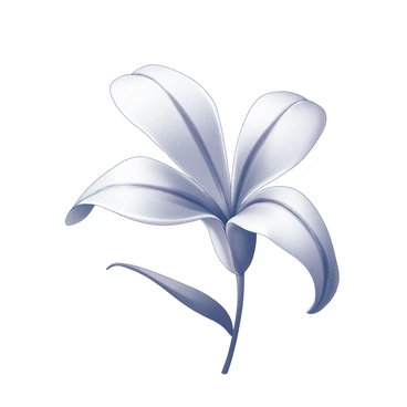 A single flower with elongated petals extending outward from a central core. The petals have smooth, curving edges and a subtle overlapping arrangement. The flower is set against a clean, white background, emphasizing its delicate shape. The intricate details of the petals include subtle patterns and lines that illustrate the texture and structure of the flower. The overall composition captures the elegance and grace of the floral form.