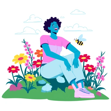 An interpretation of the 'Flower Boy' album cover with vibrant flowers and bees surrounding Tyler