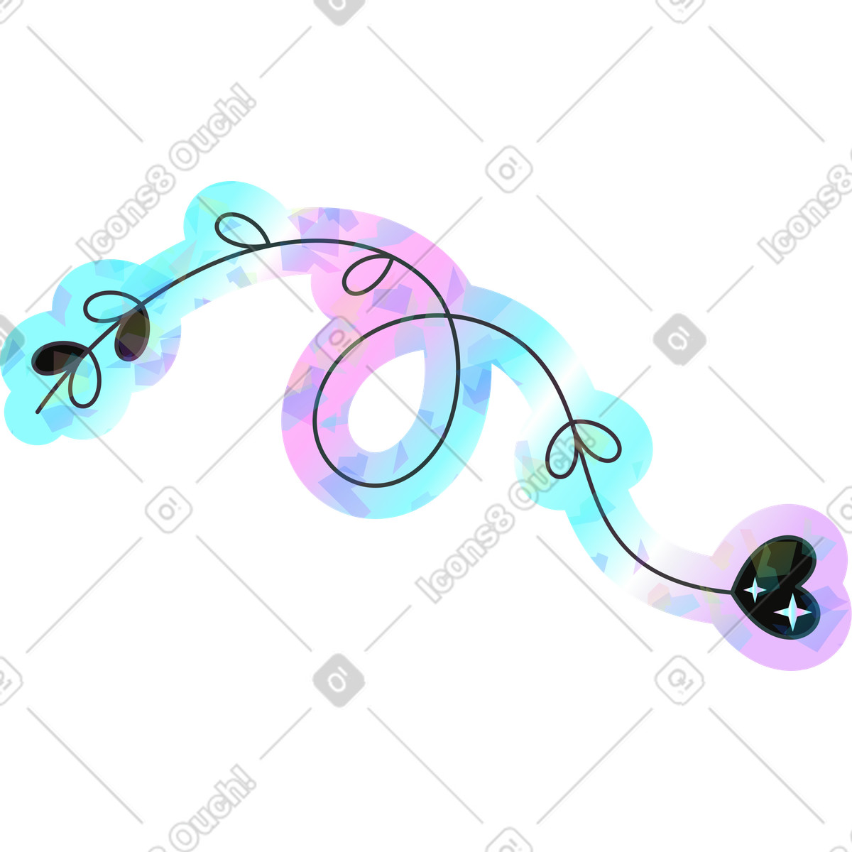 Blumendekor-Illustration im Holostickers-Stil als Download in PNG, SVG