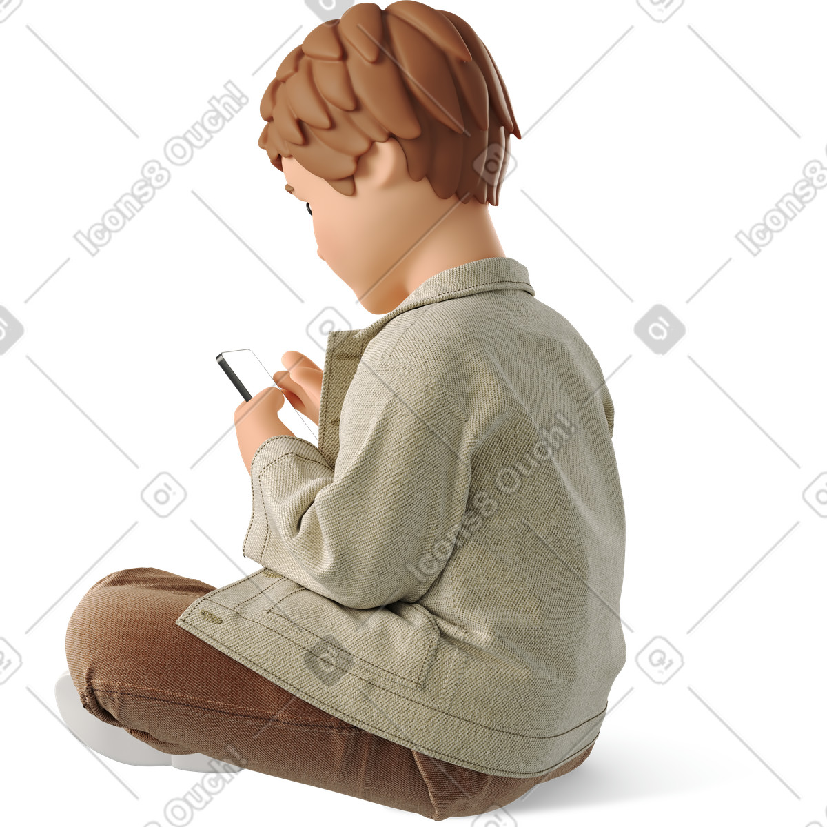 Ragazzino con il telefono illustrazione in stile 3D Business scarica in PNG, SVG