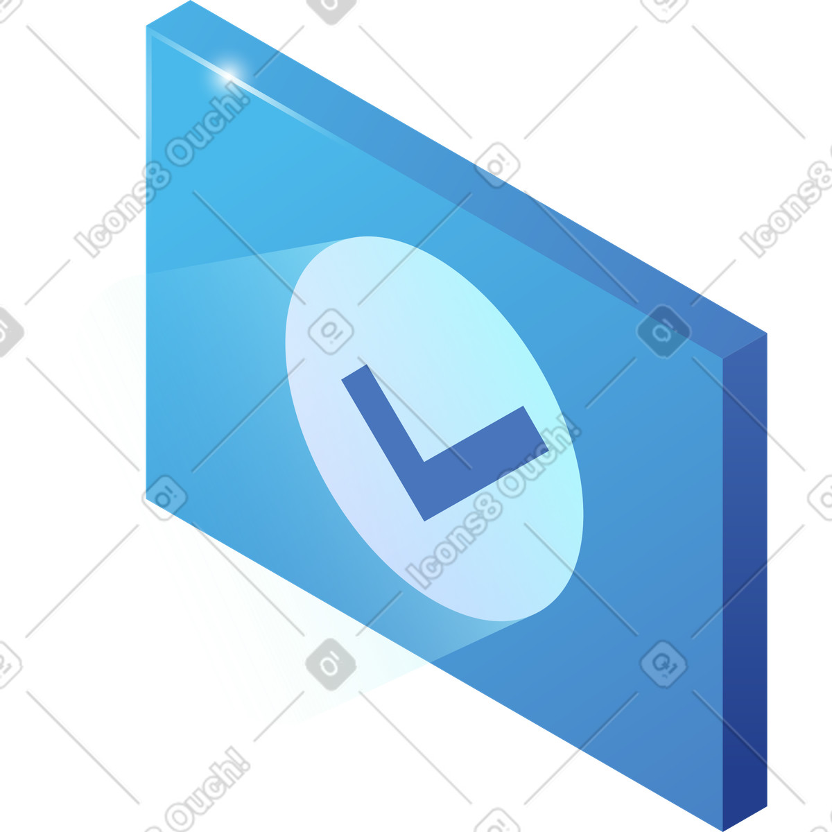 Illustration Cadre isométrique avec coche dans le style Quantum à télécharger aux formats PNG, SVG