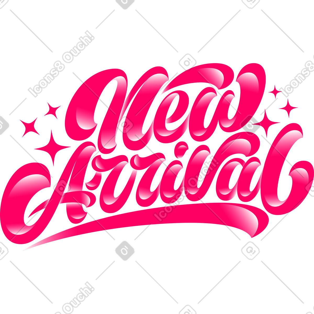 Ilustración Letras recién llegadas con texto de brillo blanco en estilo Lettering a descargar en PNG y SVG