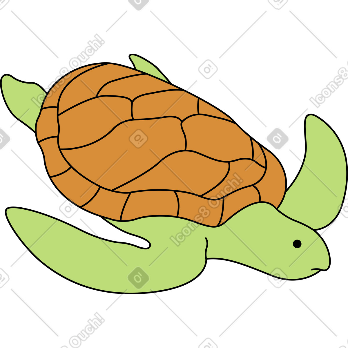 Sea turtle illustration in Kindy style download in PNG, SVG