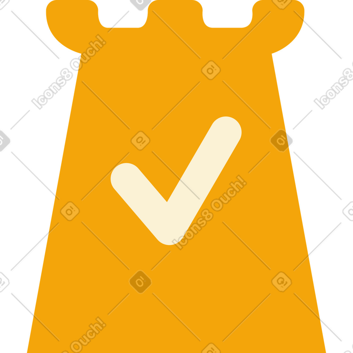 Sand tower with check mark illustration in PNG, SVG