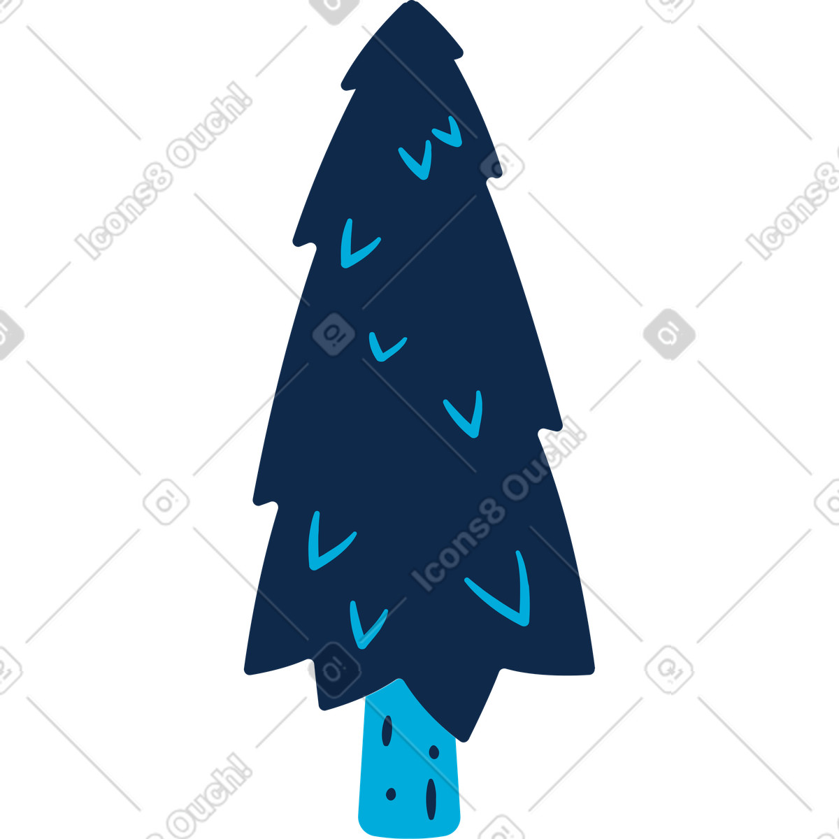 Pine tree illustration in Flame style download in PNG, SVG