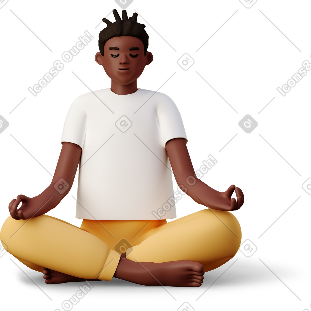 Illustration Young man meditating dans le style 3D Casual life à télécharger aux formats PNG, SVG