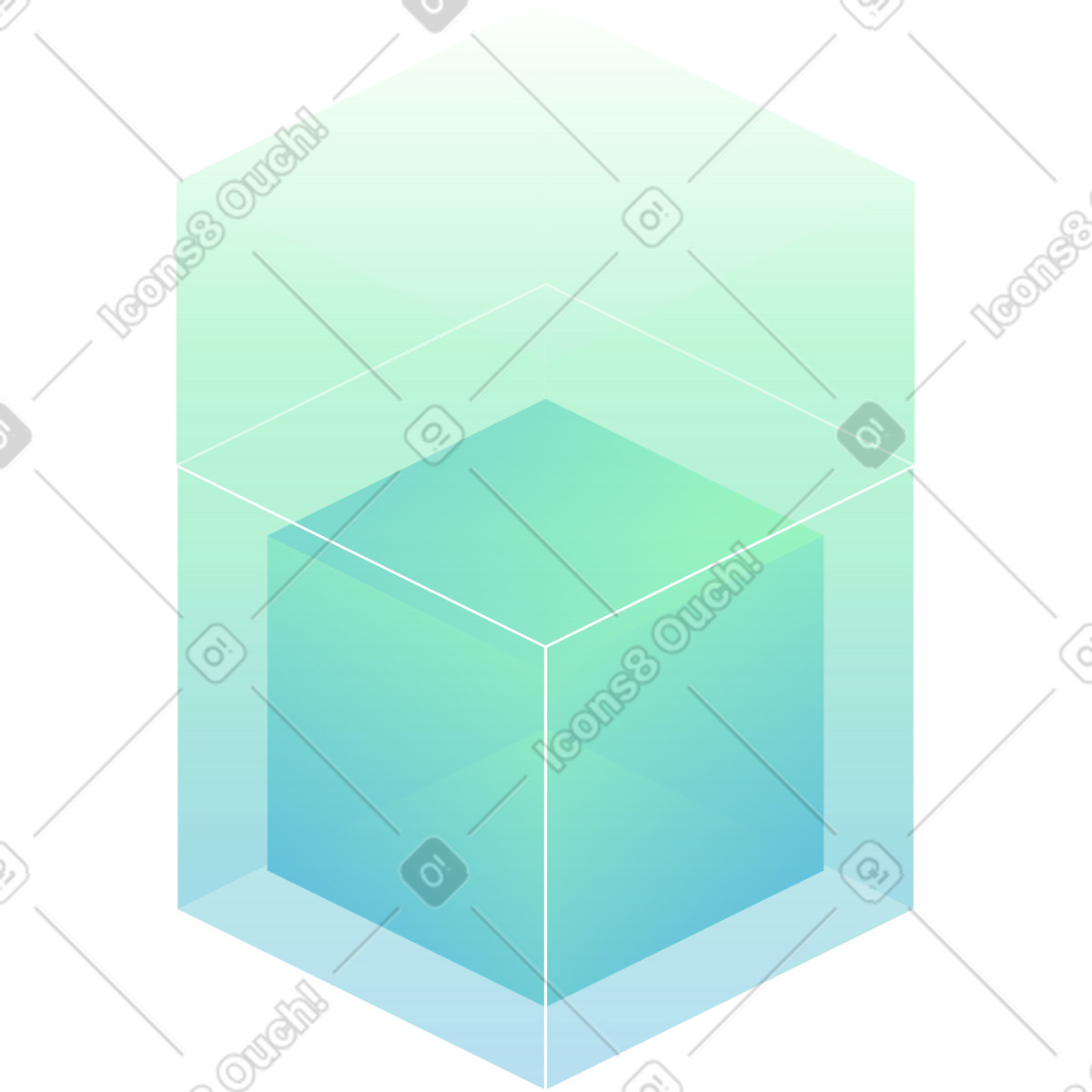 Big cube with transparency illustration in Florid style download in PNG, SVG