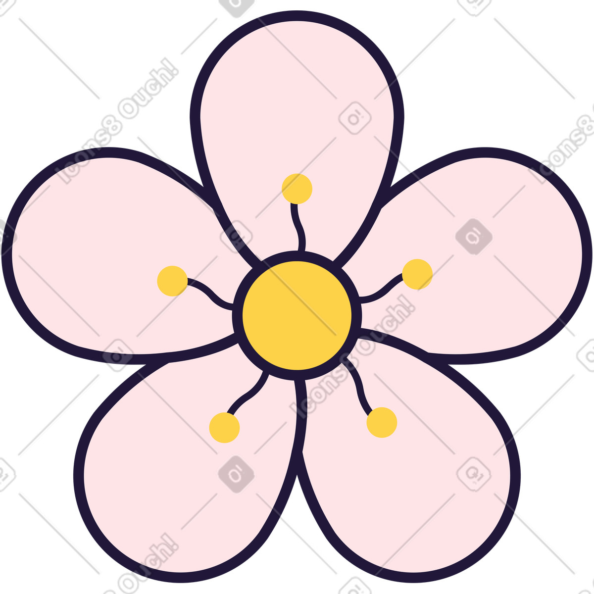 Ilustración Flor de ciruelo en estilo Surr a descargar en PNG y SVG