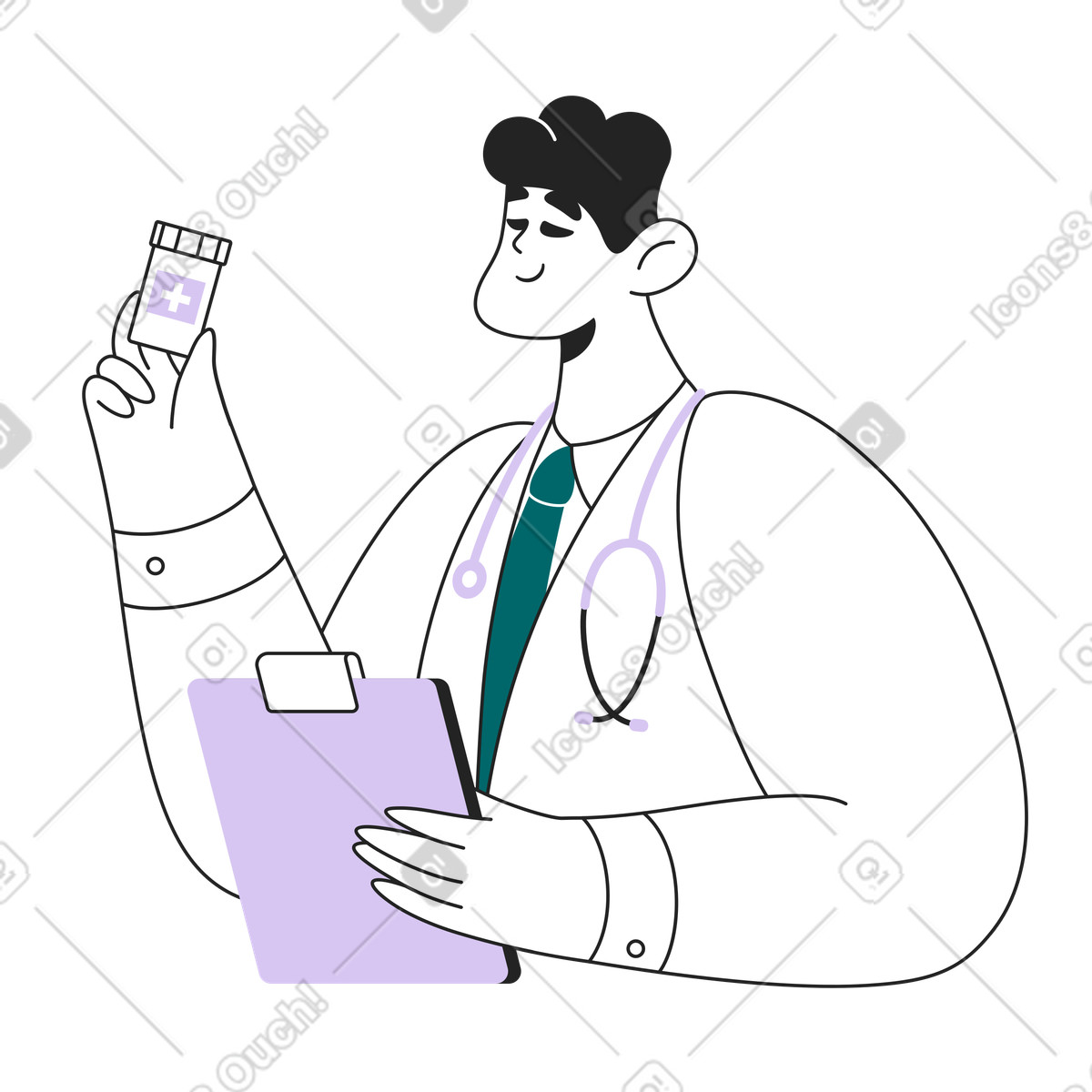 Sammy Line 스타일의 의사의 상담 일러스트레이션 PNG, SVG 다운로드