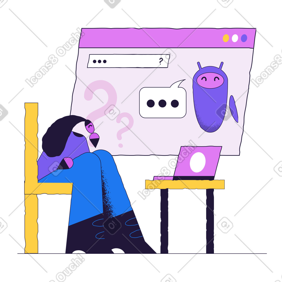 Ilustração de Esperando por uma resposta em no estilo Conifer para baixar em PNG, SVG