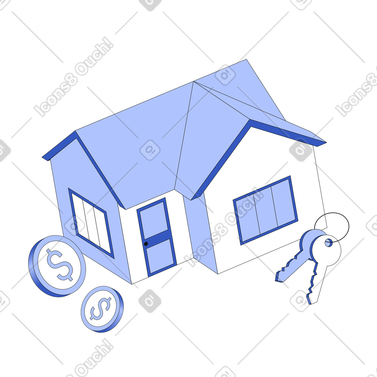 Real estate purchase illustration in Techny style download in PNG, SVG