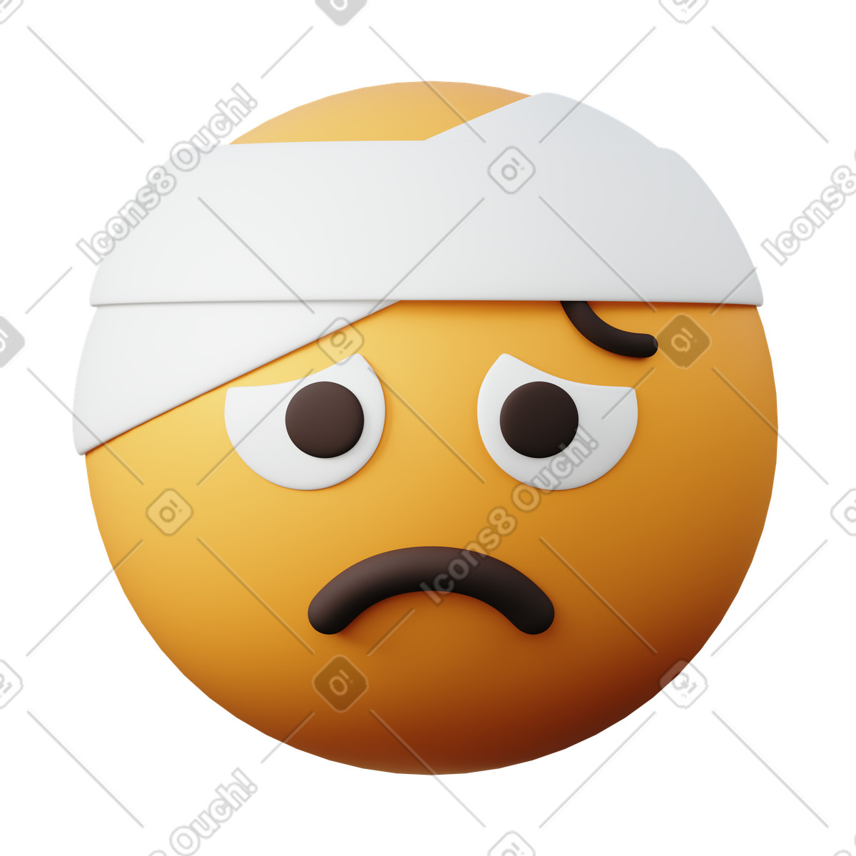 Ilustración Emoji de cara con vendaje en la cabeza estilo 3D Sugary a descargar PNG y SVG