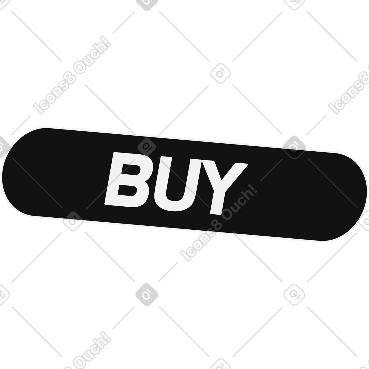 Black buy button on rounded rectangle illustration in Inverse style download in PNG, SVG