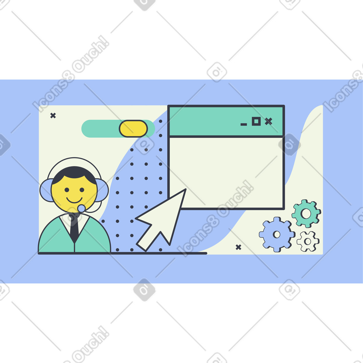 Abstract スタイルの オンラインサポート のイラストをPNG、SVG形式でダウンロード