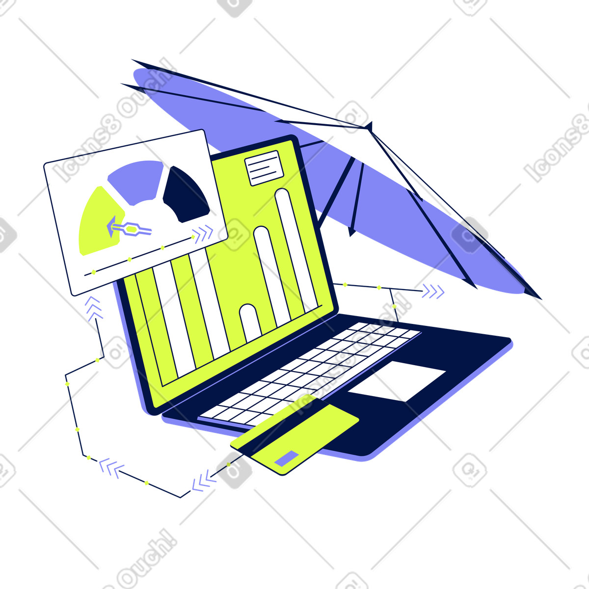 Financial transactions and risk management illustration clipart image in PNG SVG GIF