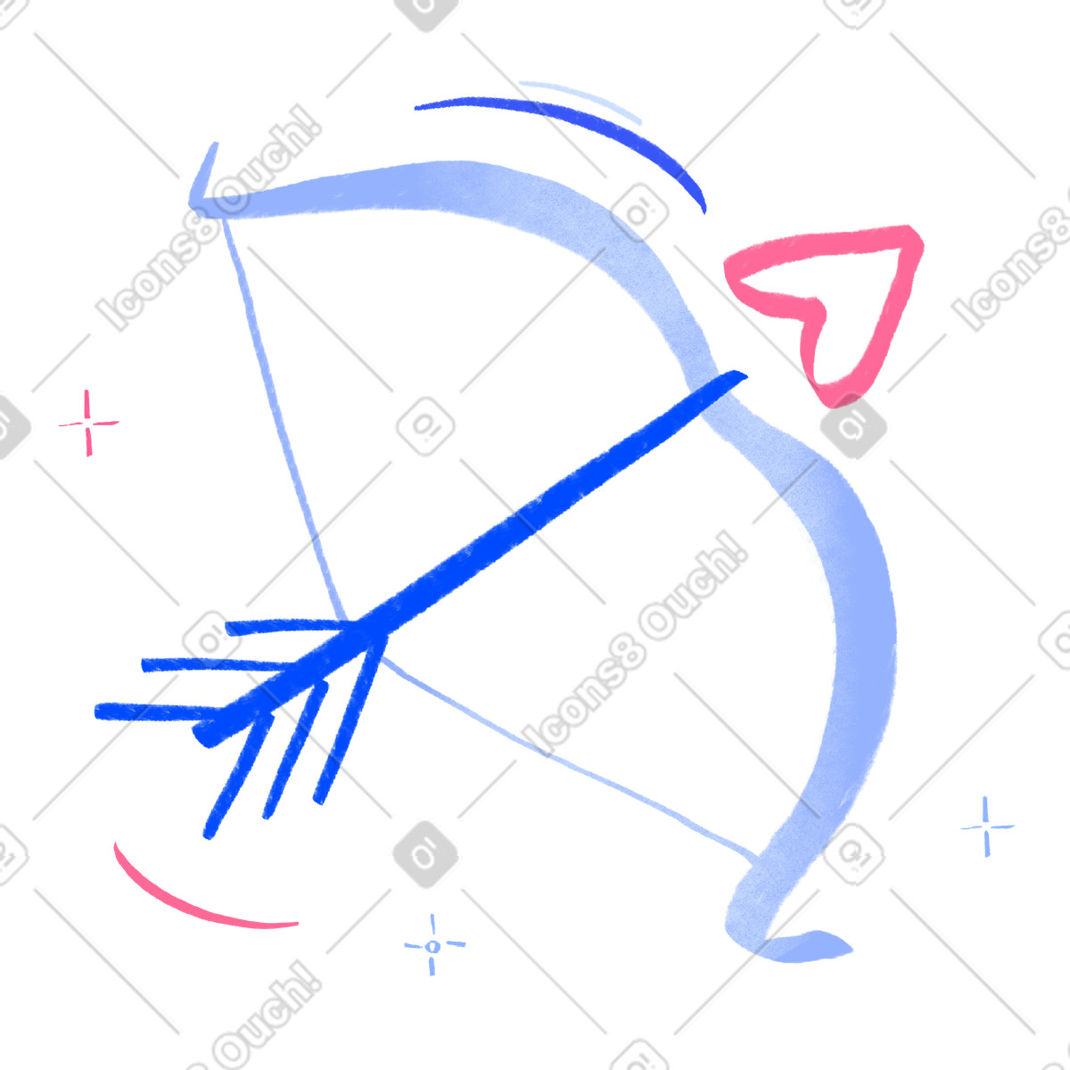 Quirky スタイルの Bow with cupid's arrow のイラストをPNG、SVG形式でダウンロード
