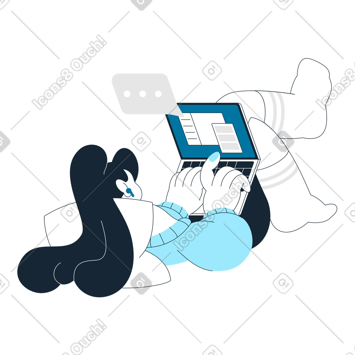 Ilustración Chatting online with laptop, Virtual communication and remote connection en estilo Indigo a descargar en PNG y SVG