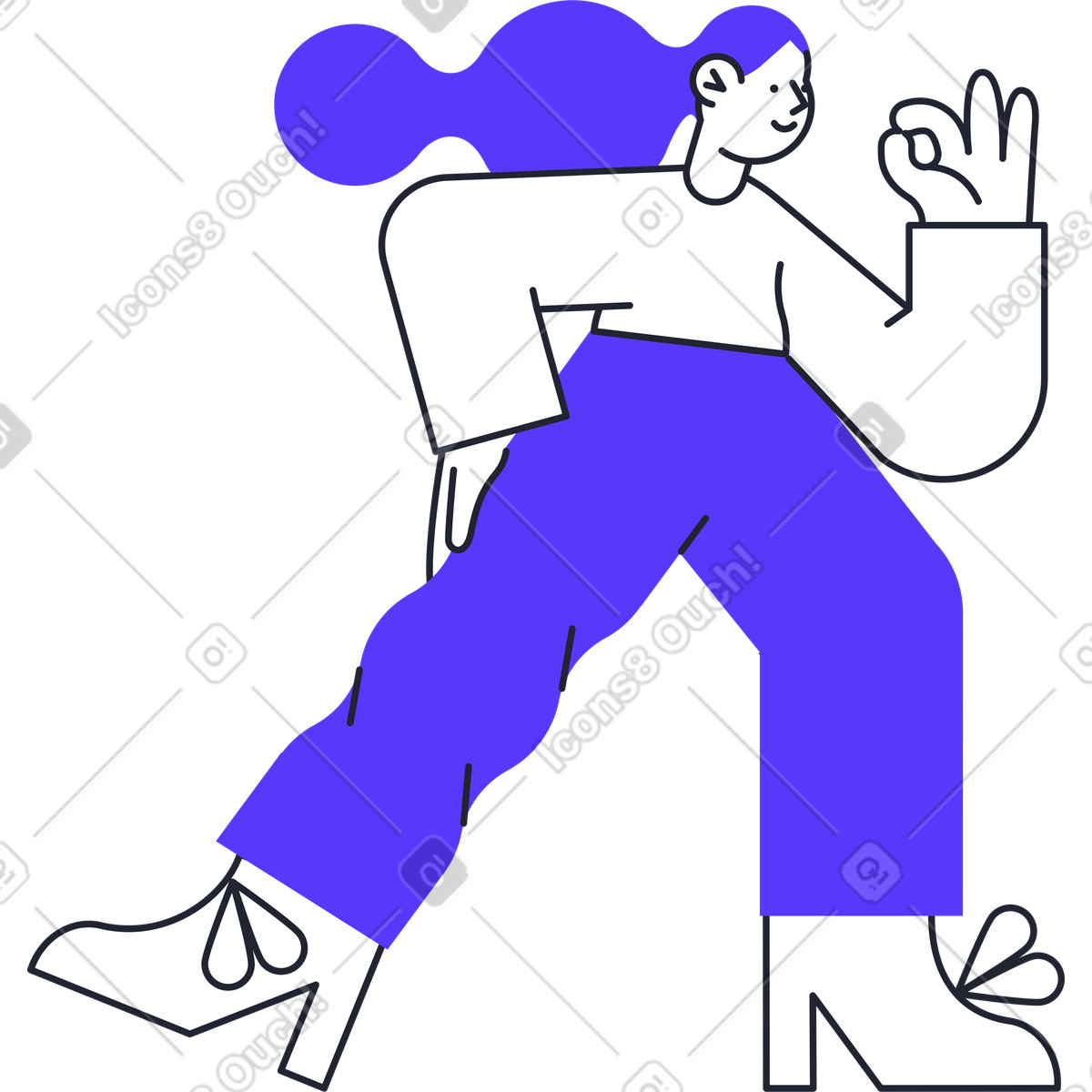 Donna illustrazione animata in stile Pablita scaricabile in GIF, Lottie (JSON), AE