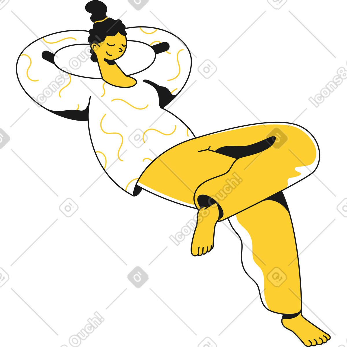 下载 Taxi 风格的 放松的女孩 插画，支持 PNG、SVG 格式