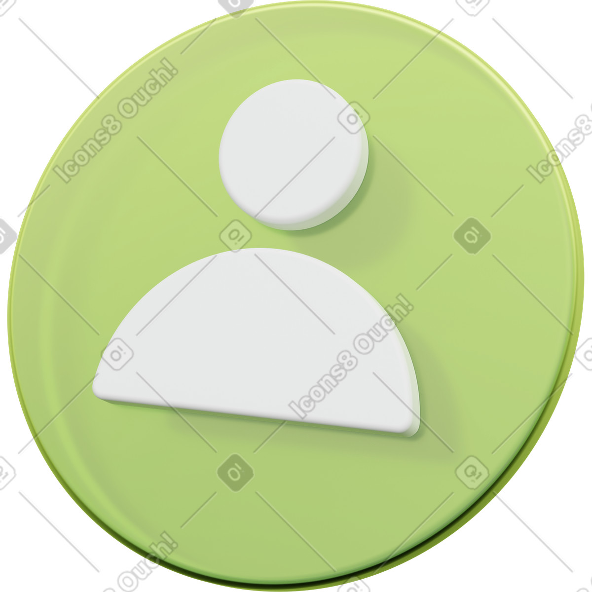 User icon, green profile symbol, account avatar illustration in 3D Playful style download in PNG, SVG