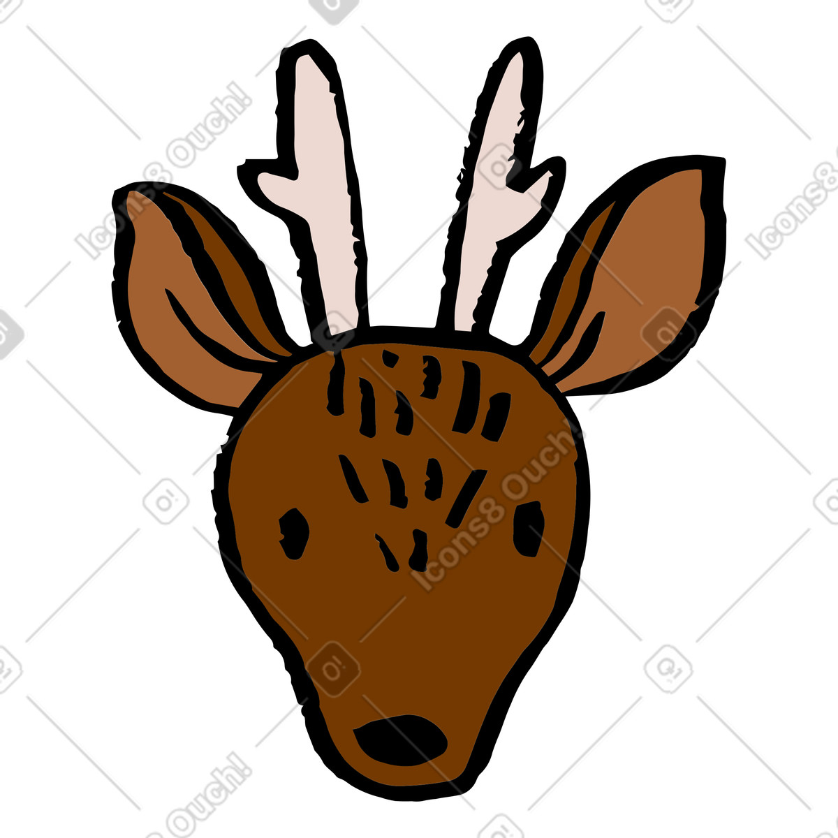Ilustración Cabeza de venado en estilo Scandi a descargar en PNG y SVG