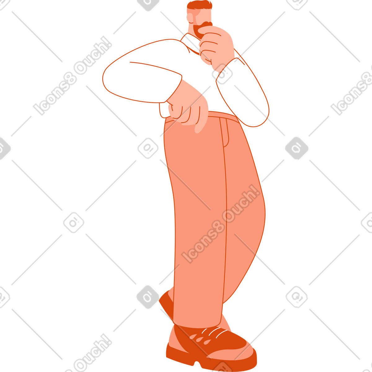 Standing man illustration in Orange style download in PNG, SVG