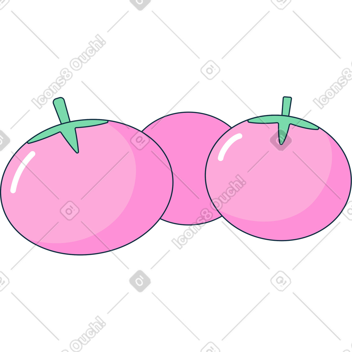 Bubble gum 스타일의 세 개의 토마토 일러스트레이션 PNG, SVG 다운로드