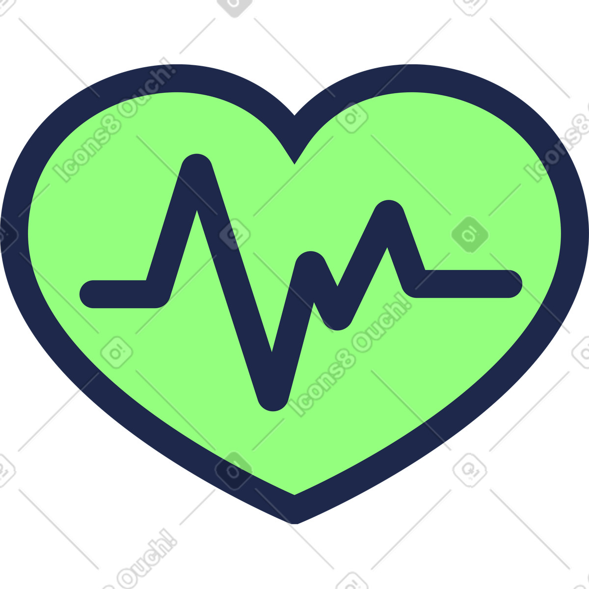 Heart with pulse lines illustration in Outline style download in PNG, SVG