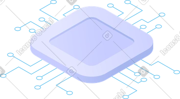 Isometric platform with circuits PNG, SVG